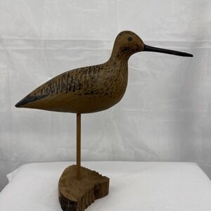 Vintage WEK William E. Kirkpatrick Hand-Carved Wooden Shorebird 13.5 Decoy